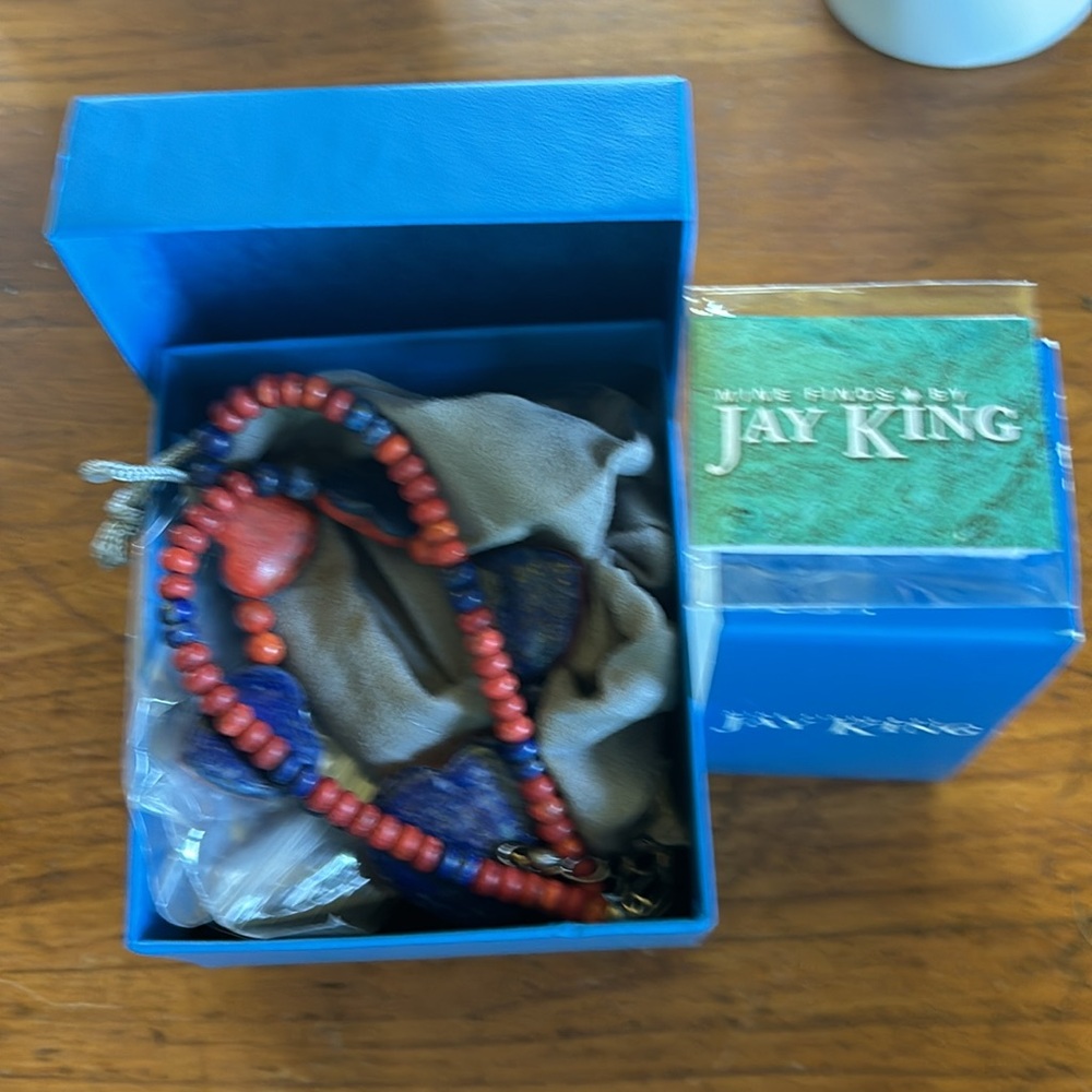 Mine Finds by Jay King lapis & coral reversible heart & bead 18” necklace - Picture 8 of 8